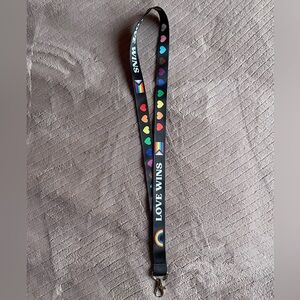 Love Wins Lanyard with Rainbow Hearts
